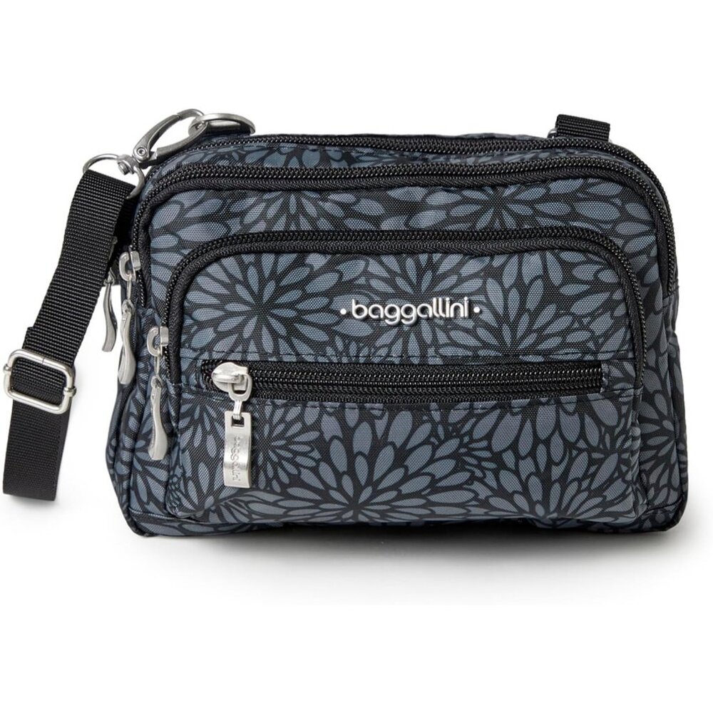 〽️Women's Pewter Triple Zip Small Crossbody Bag Lightweight Convertible Belt